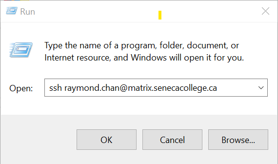 ssh to matrix from Windows 10