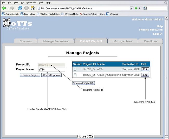 Figure 3.2.2 - Editing a Project's Details