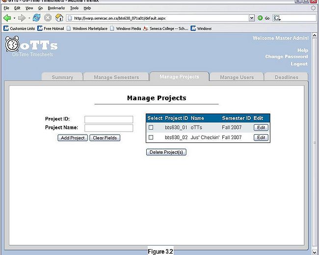 Figure 3.2 - Manage Projects